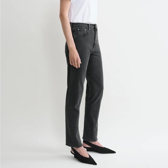 TOTEME Straight Leg Jeans Twisted Seam Washed Black Grey 26 - Picture 3 of 8